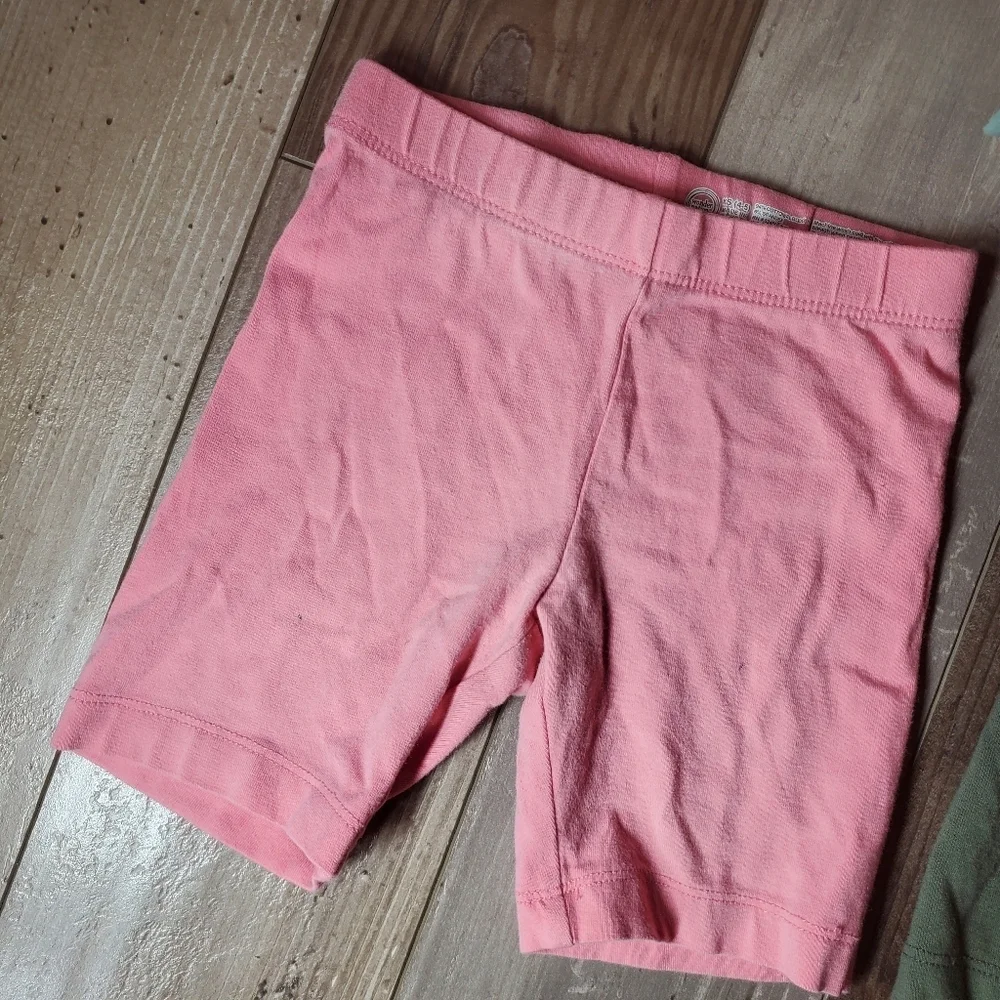Wonder Nation Girls 2pc Bike Shorts Bundle Green & Pink Size XS 4-5 GUC